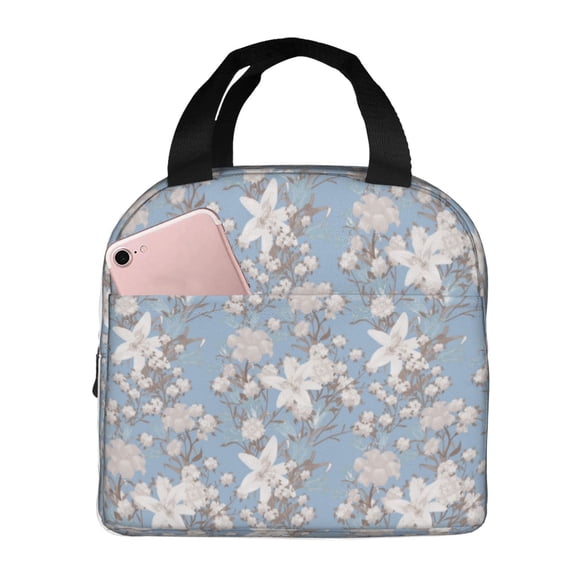 Easygdp Lily Flower Bolsa Térmica Premium - Tela Oxford Impermeable, Gran Capacidad, Bolsillo Frontal, Unisex para Trabajo, Escuela, Actividades al Aire Libre y Picnics