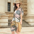 thumbnail image 4 of Beach Vacation Clothes Kimono Cardigan Loose Swimsuit Cover Up for Women Sleeping Cats Face S, 4 of 6