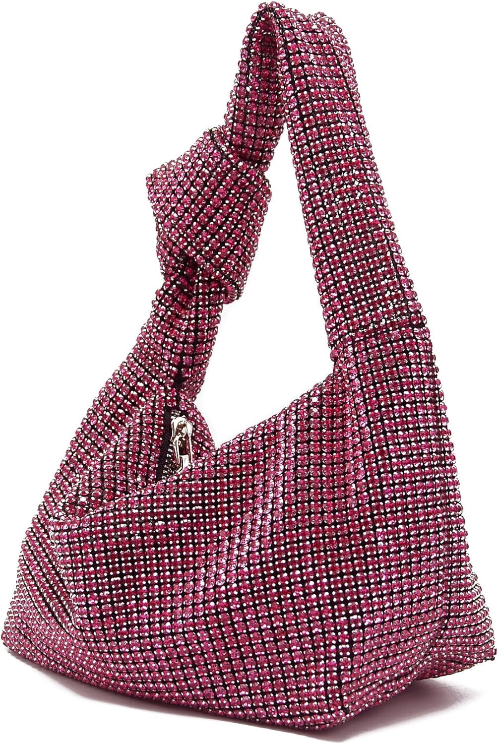 LinYooLi Women Knotted Handbag Sparkly Rhinestone Hobo Dumpling Bag Diamond Glitter Evening Clutch Purse