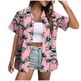 thumbnail image 3 of Qulqfy Short Sleeve Summer Shirts for Women Casual Hawaiian Print Fashion Turn Down Collar Drop Shoulder Button Short Sleeve Tops for Women, 3 of 5