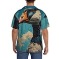 thumbnail image 3 of Fotbe Blue Watercolor Duck Camisa Estampada de Manga Corta para Hombre, Casual de Verano, Estilo Playero, Sin Arrugas-Large, 3 of 5