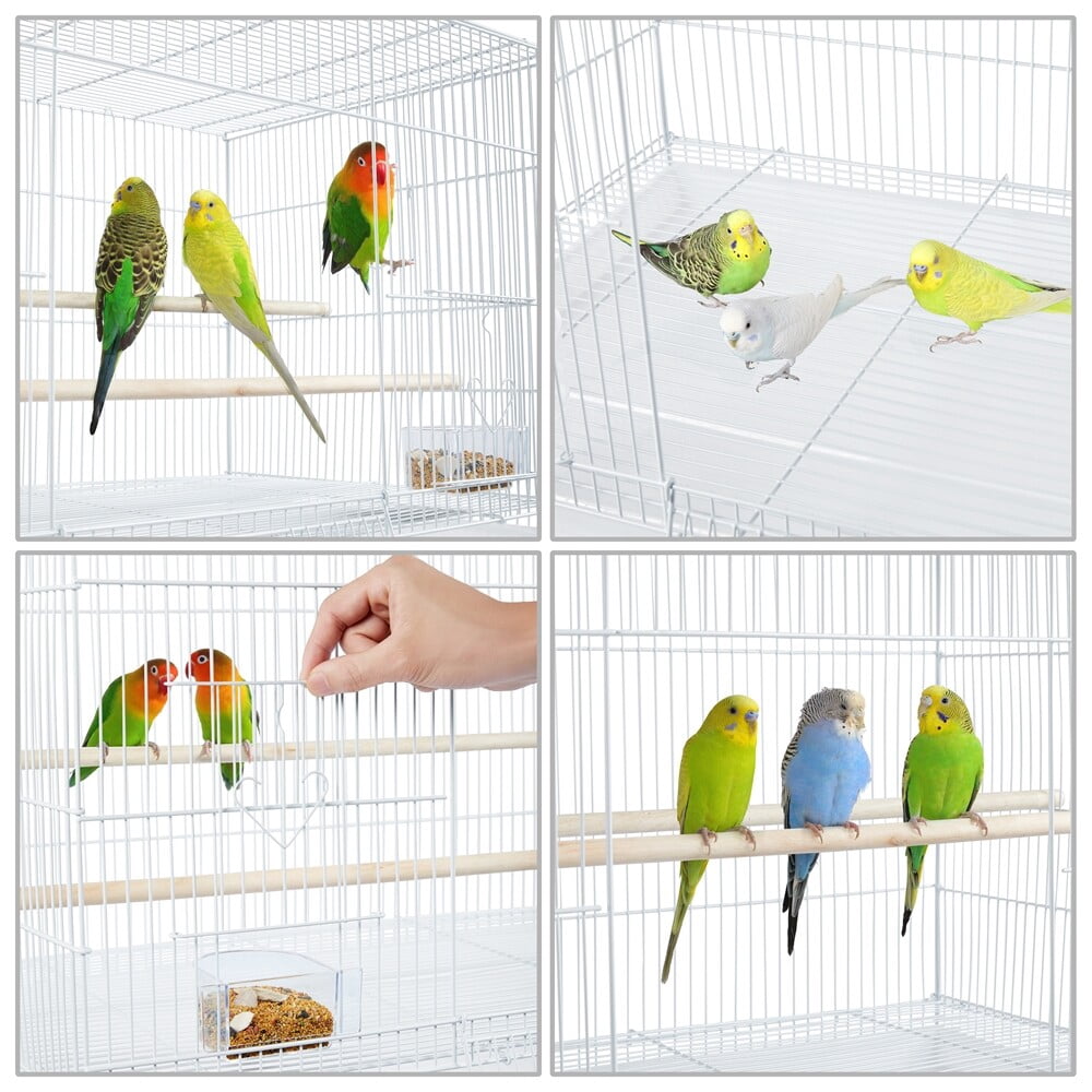FASCK 47-inch Rolling Breeding Flight Bird Cages for Parakeets Budgies Finches Cockatiels Conures Lovebirds Canaries Parrots with Detachable Stand,White