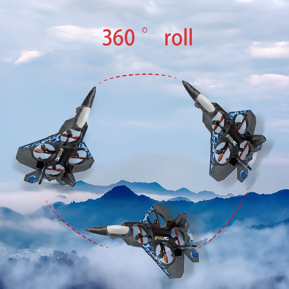 F-22 Fighter Jet Stunt RC Toy – 4-Channel Remote Control Aircraft with LED Lights, Auto Flip, One-Key Takeoff/Landing – Crash-Resistant EPP Foam – Perfect for Beginners & Teens 14+