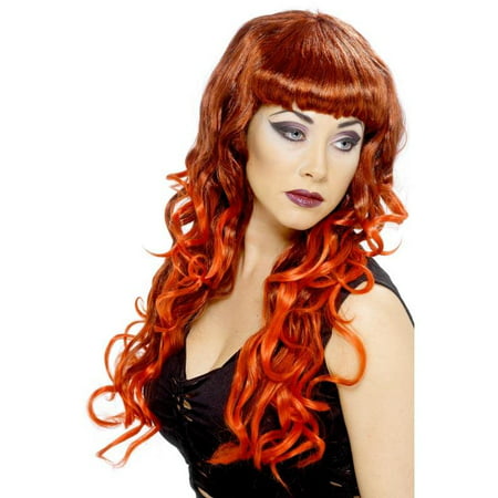 Long Curly Red & Black Siren Costume Wig One Size