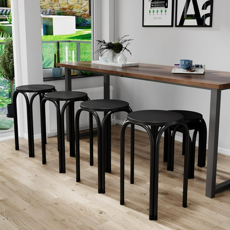 期間限定30％OFF! Short Metal Black Backless Yongchuang Stools 6 of Set ワンピース