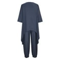 thumbnail image 5 of hoksml Casual Outfits for Women,Fashion Women Summer Solid Round-Neck Casual 3/4 SLeeve Top+ Pant Set, 5 of 5