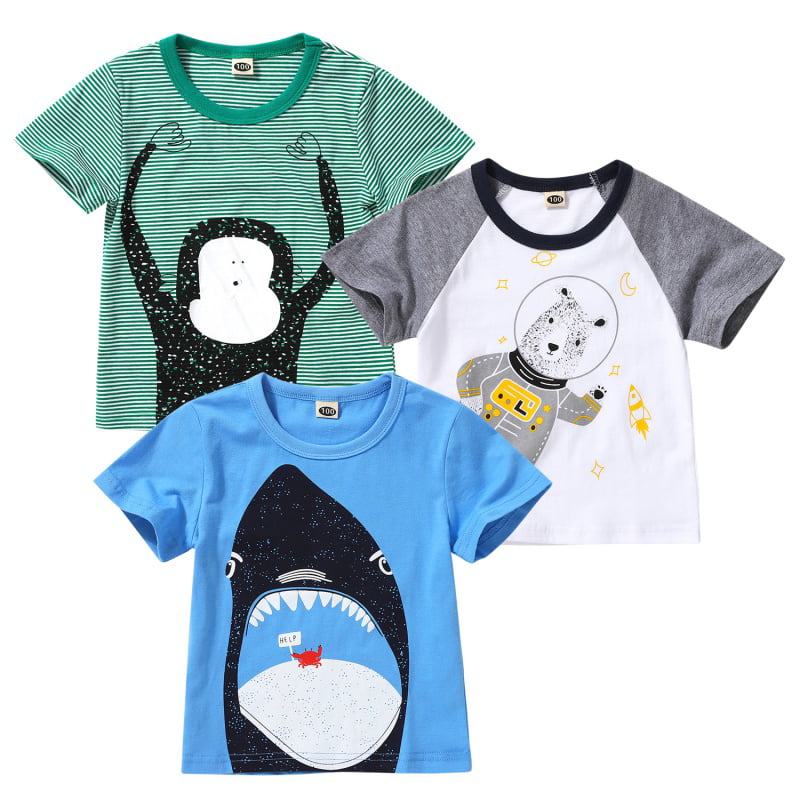 Childrens Fishing For Trouble Printed T Shirt Round Neck Short Sleeve Summer Top 