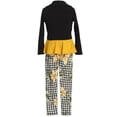 thumbnail image 2 of Big Girls 4 Pieces Girl Pant Set Long Sleeve Jacket Necklace Floral Plaid Pant Tank Top Mustard 14 (J21KS41), 2 of 3