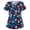Navy, variant on Print Nursing Uniforms Scrub for Women Women Fashion Print Short Sleeve Neck Tops Working Uniform Blouse Shirt