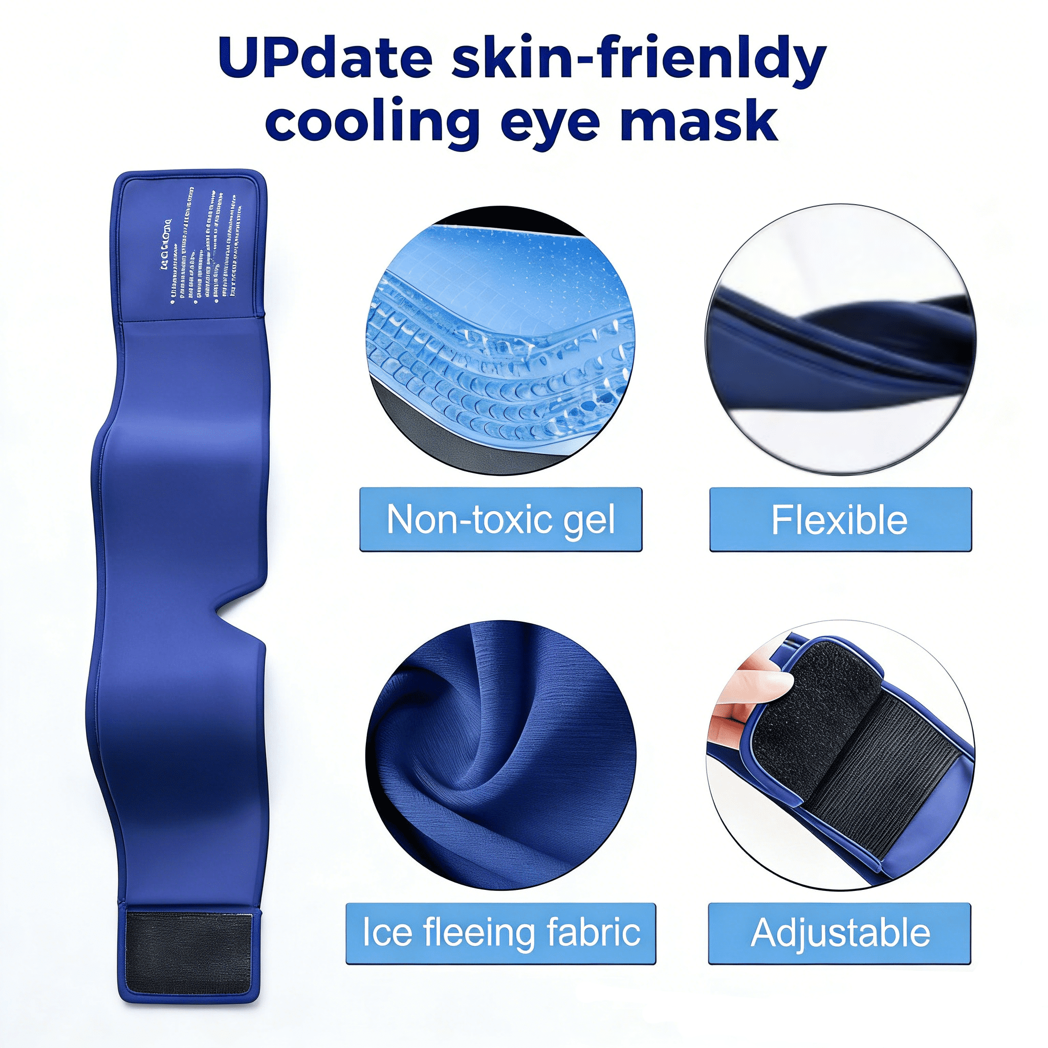 FACEMOON Adults Ice Silk Sleep Soft Cooling Comfort Sleep Eye Mask for Sleep Support with Storage Bag, Blue