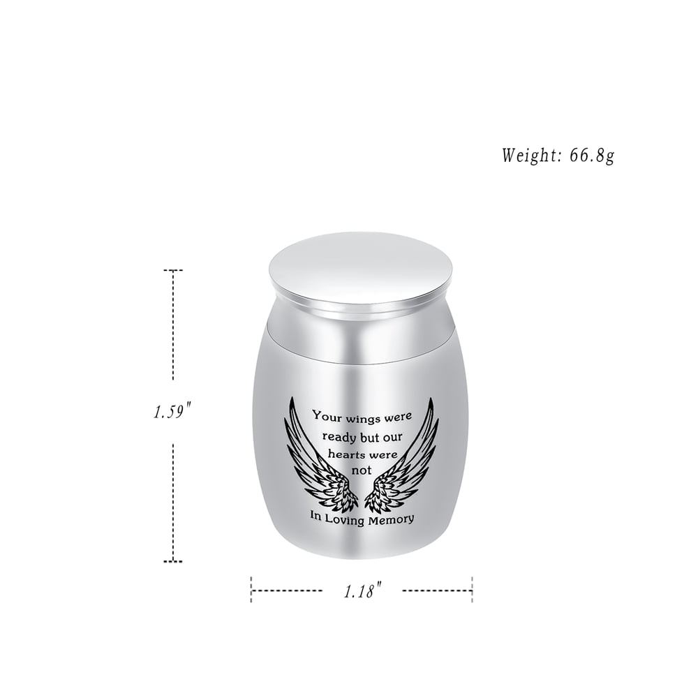 Mini Urns for Human Ashes 1.18 Inches Mini Sized Urns for Ashes Adult Male Female Keepsake Cremation Urns for Ashes Stainless Steel-Angel Wings Mini Keepsake