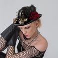 thumbnail image 6 of Jiibva Unisex Steampunk Top Hat Victorian Round With Goggles Gear Chain And Rose Flower Gothic Headpiece For Halloween, 6 of 7