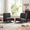 Black and Gray + Polyester,Solid Wood, variant on Scott Living Moda Accent Chair Set of 2, Mid-Century Modern Arm Chair with Solid Walnut Frame and Plush Polyester Cushion for Living Room, Bedroom, Black and Gray