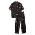 thumbnail image 7 of HAYIMI Women Christmas 2 Piece Pajama Set, Short Sleeve Lapel Button-Down Tops And Pants Set, Xmas Print Loungewear Sleepwear For Relaxed Evenings, 7 of 7