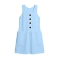 thumbnail image 5 of Kojanyu Women's Round-Neck Solid Color Sleeveless Casual Dress 100% Cotton Short Summer Mini Dress for Daily Wear Spring and Vacation, 5 of 8