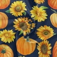 thumbnail image 3 of SKYSONIC Watercolor Pumpkin Round Tablecloth 60inch Indoor Wrinkle Free, Fall Sunflowers Circular Lace Table Cover Washable for Kitchen Party BBQ Dining Decor, 3 of 7