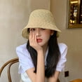 thumbnail image 6 of Girl Portable Linen Spring Basin For Women Pure Color Caps Sun Protection Female Hats Sun Hat Korean Style Caps Bucket Hat BLACK, 6 of 8