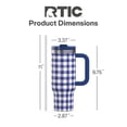thumbnail image 5 of RTIC 30 oz Tumbler, Ceramic Lined, Leak-Resistant Straw Lid, Road Trip, Cobalt Gingham, 5 of 9