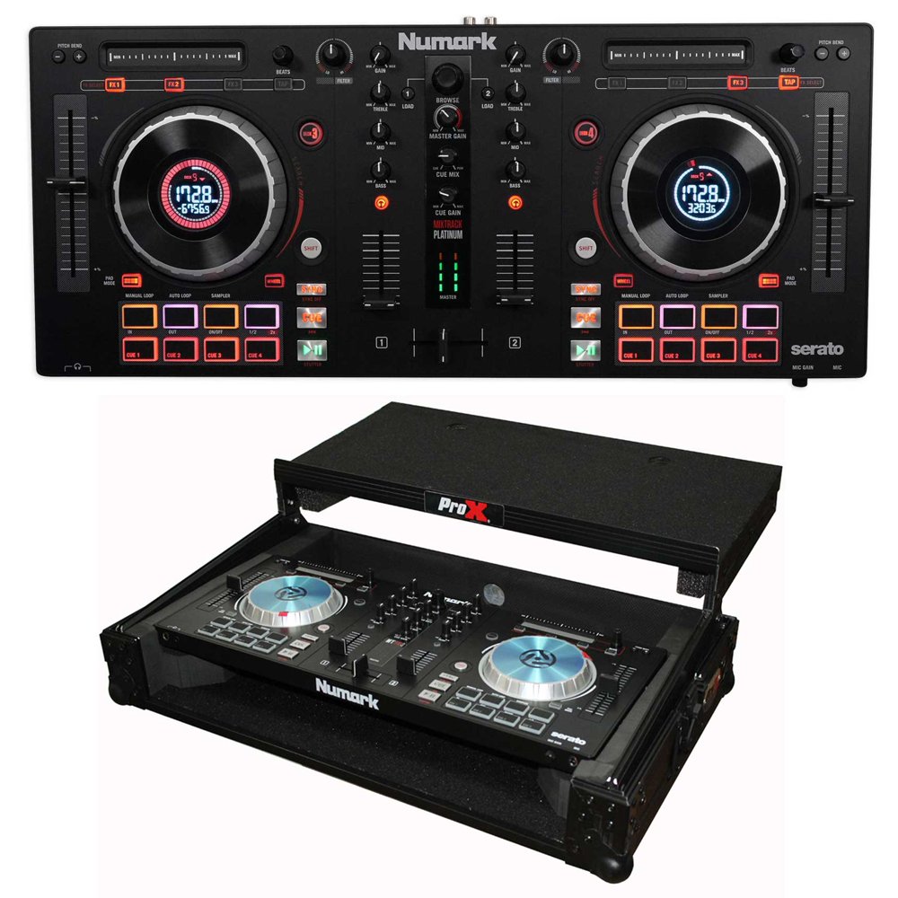 Numark Mixtrack Platinum 4Ch. Serato DJ Controller+Flight Case w/Laptop Shelf