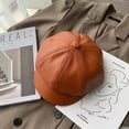 thumbnail image 1 of Boina de cuero para niños, otoño e invierno, para estudiantes, bonita, de cara redonda, estilo británico, gorra octogonal, gorra de calabaza, 1 of 6
