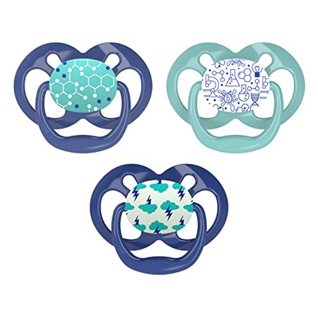 Dr. Brown's Advantage Symmetrical Pacifier with Air Flow - Blue Glow-in-the-Dark - 3-Pack - 6-18m