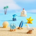 thumbnail image 7 of Pebbuoy 3/11Pcs/Set Miniature Seaside Theme Toy Kit Mini Resin Surfboard Seashell Seabirds Dolphin Starfish Boats Bucket Shoes Sun Model Summer Beach Scene Decoration Prop, 7 of 7