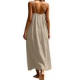 thumbnail image 4 of JIAYUE Women's Backless Dress Casual Summer Casual Sleeveless Solid Color Spaghetti Strap Crew Neck Dresses Loose Fit Lightweight Home Everyday Comfortable Soft Wear, 4 of 8