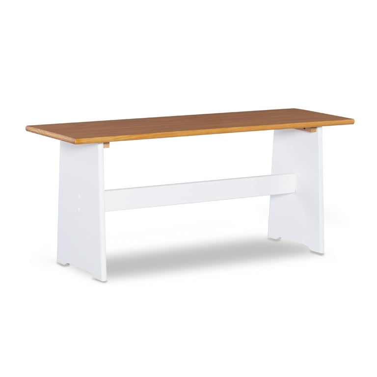 Linon Ardmore Wood Corner Dining Breakfast Nook with Table and Storage,  Seats 5-6, White and Natural Finish 