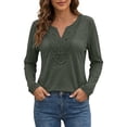 thumbnail image 2 of Womens Long Sleeve Henley Shirts 2026 Spring Going Out Tops Solid Color Casual Summer Tees, 2 of 5