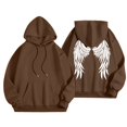 thumbnail image 4 of Women's Hoodies Sweatshirts Graphic Sweatshirt for Women with Long Sleeve Hoodie Tops Preppy Style Casual Pullover for Everyday Wear Brown S, 4 of 5