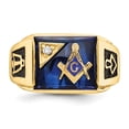thumbnail image 4 of Auriga 10k Yellow Gold Men's Polished and Textured with Black Enamel, Imitation Blue Spinel and AA Quality Diamond Masonic Ring Size- 10, 4 of 6