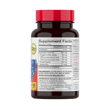 Equate Krill Oil Dietary Supplement, 350 mg, 65 count