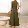 thumbnail image 4 of JULMCOMO Summer Dresses for Women 2026 Sleeveless Crew Neck Casual Comfy A Line Loose Fit Maxi Sundresses for Beach Vacation Army Green XL, 4 of 5