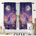 thumbnail image 4 of Cartoon Unicorn Blackout Curtains for Kid Girls Boys Bedroom, Stars Moon Dreamy Fantasy Cute Rod Pocket Thermal Insulated Darkening Curtains for Bedroom Living Room, W42 x L63 Inch, 4 of 6