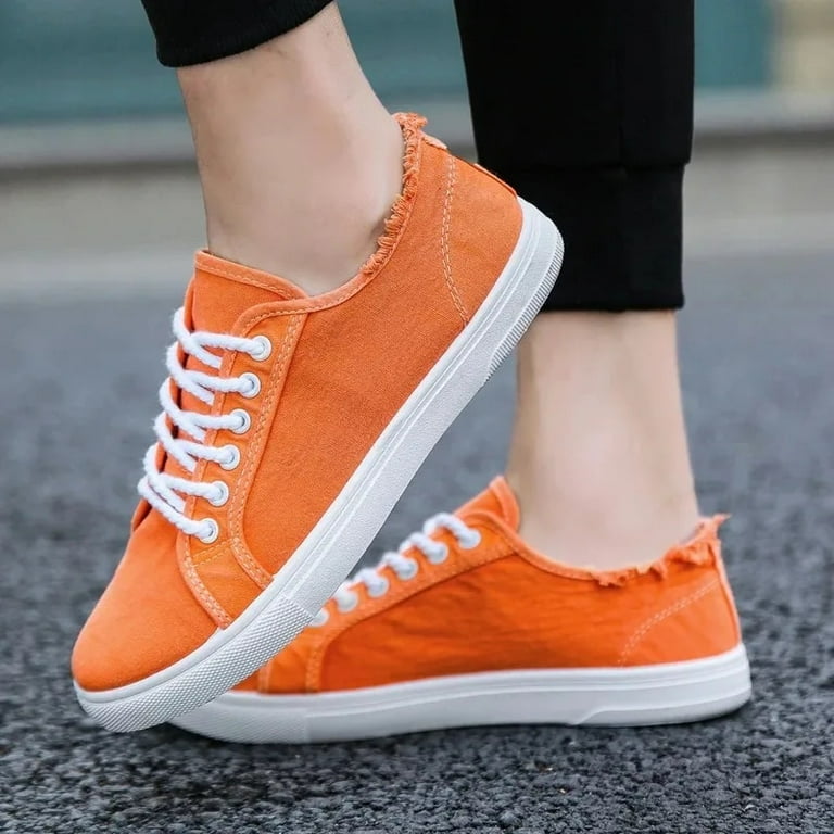 Frayed Canvas Sneakers For Men Low Top Trainers Mens Orange Vulcanized Shoes New Tenis Sneakers Anti odor Men s Plimsoll Loafers Walmart