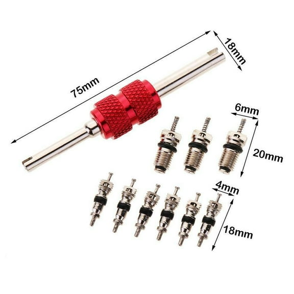 9PCS Air Conditioning Valve Cores 1PC Remover Tool A/C Repair Kit