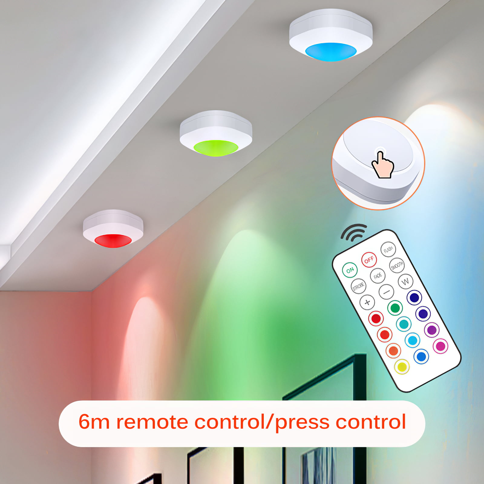 Details about   Cordless Ceiling Wall Light Remote Control Battery Operated Installs Instantly 