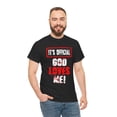 thumbnail image 3 of DJH Apparel | It's Official: God Loves Me Christian Unisex Cotton T-shirt, 3 of 7