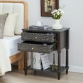 thumbnail image 6 of Wirrytor Farmhouse 2 Drawer Dresser Nightstand in Brown, Wooden Walnut Bedside Table with 2 Drawers and Storage Shelf, Embossed Pattern, for Bedroom Dorm Apartment, 6 of 8