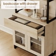 thumbnail image 6 of WAMPAT 2 PCS Modern 72" Tall Bookcase with 2 Drawers and Open Book Shelf, Library Book Shelf with Storage Cabinet and Glass Doors, Wood Freestanding Bookshelves for Home Office, Living Room, Beige, 6 of 11