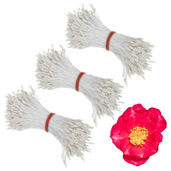 Uxcell 1080 Pack Double Heads Flower Stamen-1mm Artificial Flower Stamen Pistil for DIY Cake Craft(White)