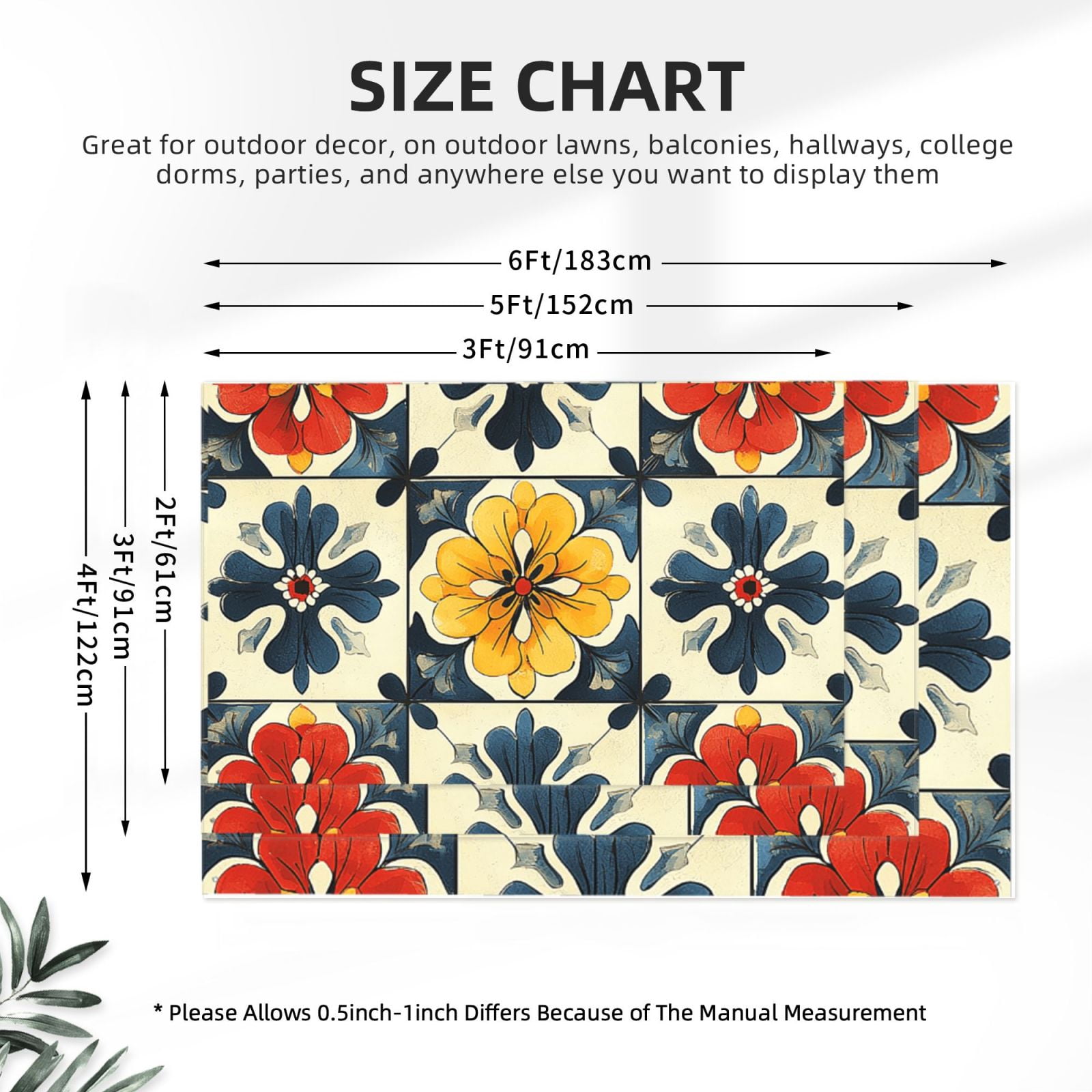 Italian Theme Pattern Four Hole Decorated Banner Flag for Garden Yard Home Decoration Indoor Outdoor 4x6 Ft
