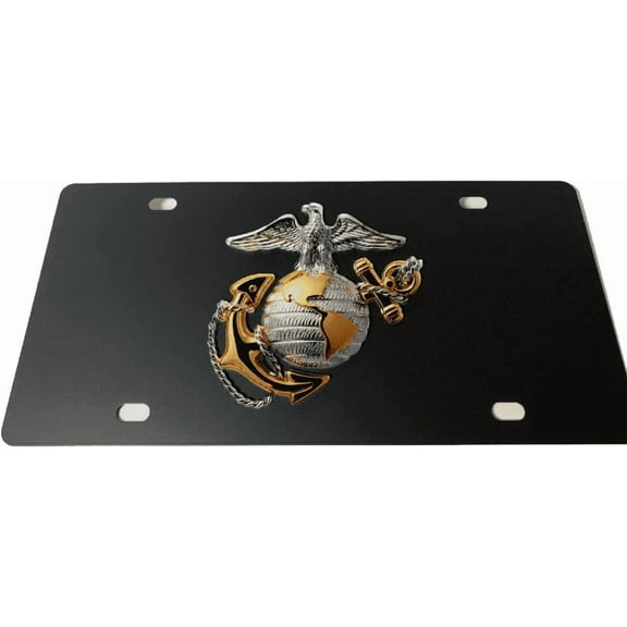 United States Marine Corps UV Direct Logo Carbon Steel License Plate