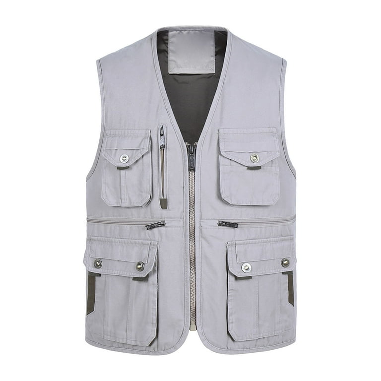 TMOYZQ Men's Plus Size Fall Solid Color Gilet Waistcoat Outdoor