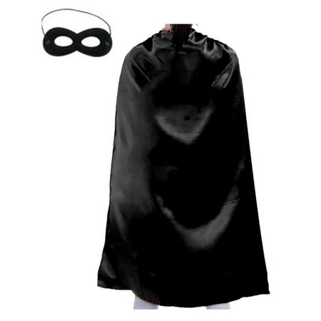 Opromo Superhero Capes And Masks Set, Halloween Costumes And Dress Up For Kids & Adults-Black-43 1/4