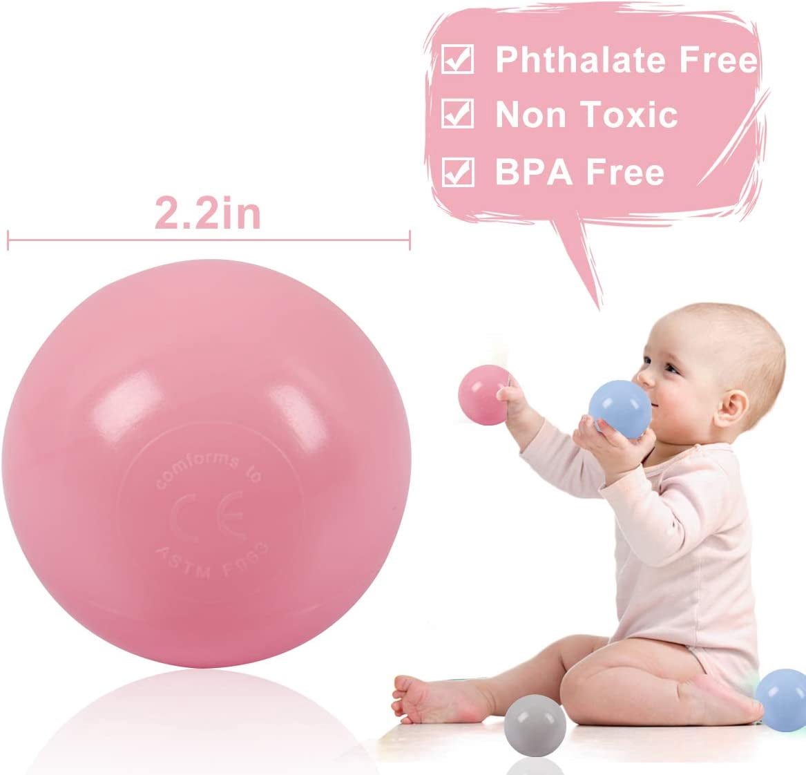 Dubbulon 50 Balles De Piscine En PE - 7 Cm - Rechargeables - Sac De Rangement - Jeux Salle De Jeu - Dès 1 An