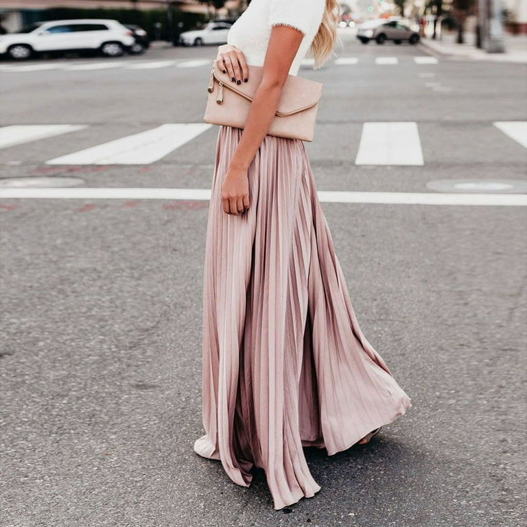 Maxi Skirts for Women 2025 Solid Color High Waist Pleated Maxi Skirts for Women 2025 Solid Color High Waist Pleated