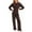 Coffee, variant on Fashion Set For Women Autumn New Slim O Neck Zipper Coat Top Wide Leg Pants Two Piece Set Leisure Sportswear Sets Outfits