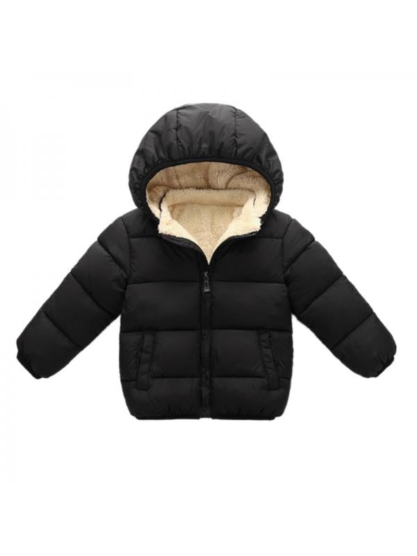 Boys Kids Coat Jacket Winter Hooded Parka Warm Padded Puffer Fur Hood 