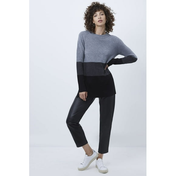 French Connection Womens Normie Colorblock Pullover Sweater, Grey, X-Small